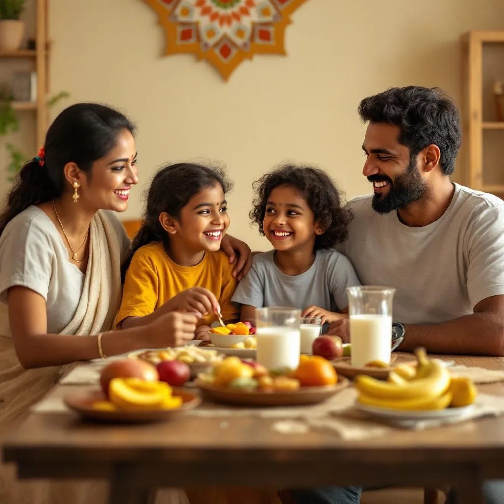 Family enjoying fresh breakfast